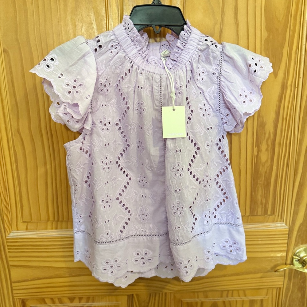 Elegant Lavender Eyelet Blouse